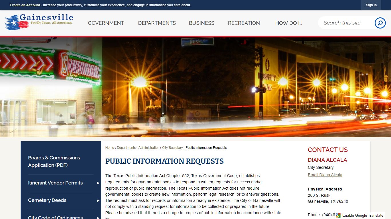 Public Information Requests | Gainesville, TX - Official ...